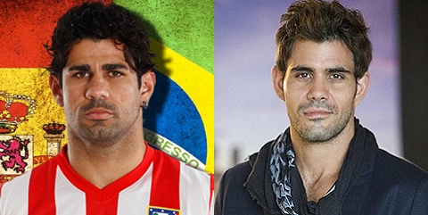 Diego Costa, atacante brasileiro naturalizado espanhol, e o ator Juliano Cazarré