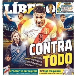 Capa do jornal peruano Líbero estampa revolta com problemas durante treino. Foto: Reprodução