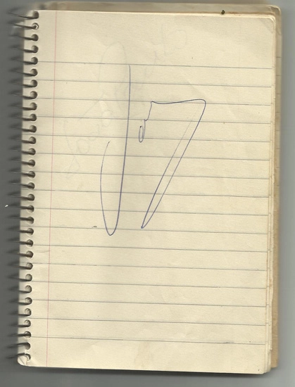 O autógrafo de Veira, em 1976. Arquivo pessoal de Marcos Júnior/Portal TT