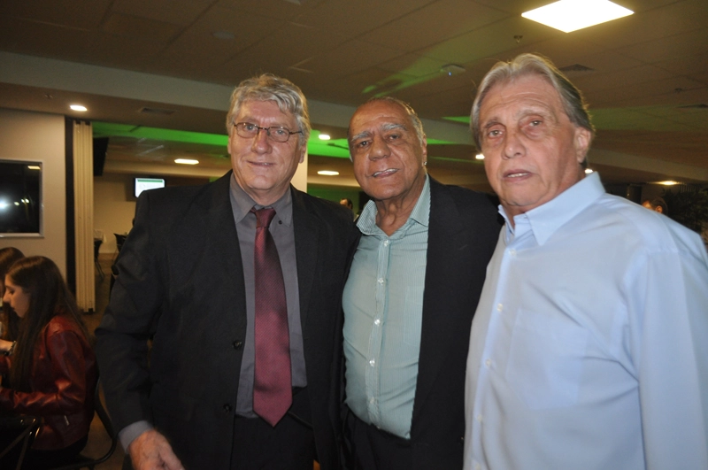 Mário Motta, César Maluco e Écio Pasca em 29 de setembro de 2017, na Festa de Veteranos do Palmeiras, no Restaurante Jardim Suspenso, no Palestra Itália. Foto: Marcos Júnior Micheletti/Portal TT