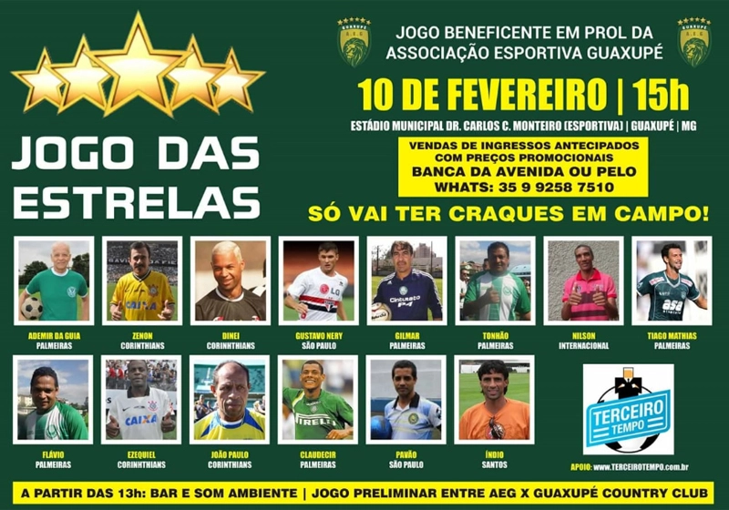 Cartaz do Jogo das Estrelas, de Guaxupé, para 2019. Tonhão é o sexto da primeira fileira. Foto: Divulgação