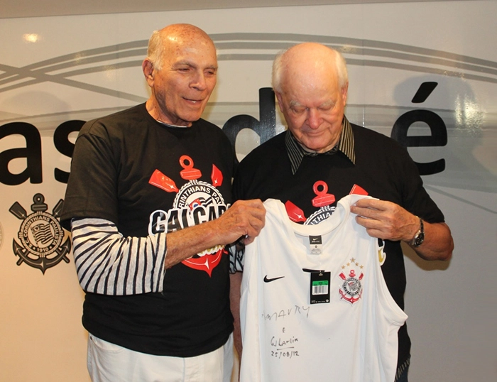 Amaury Pasos e Wlamir Marques receberam as homenagens do Corinthians, no dia 25 de agosto de 2012, quando foram eternizados na Calçada da Fama do clube. Foto: Ricardo Biserra 