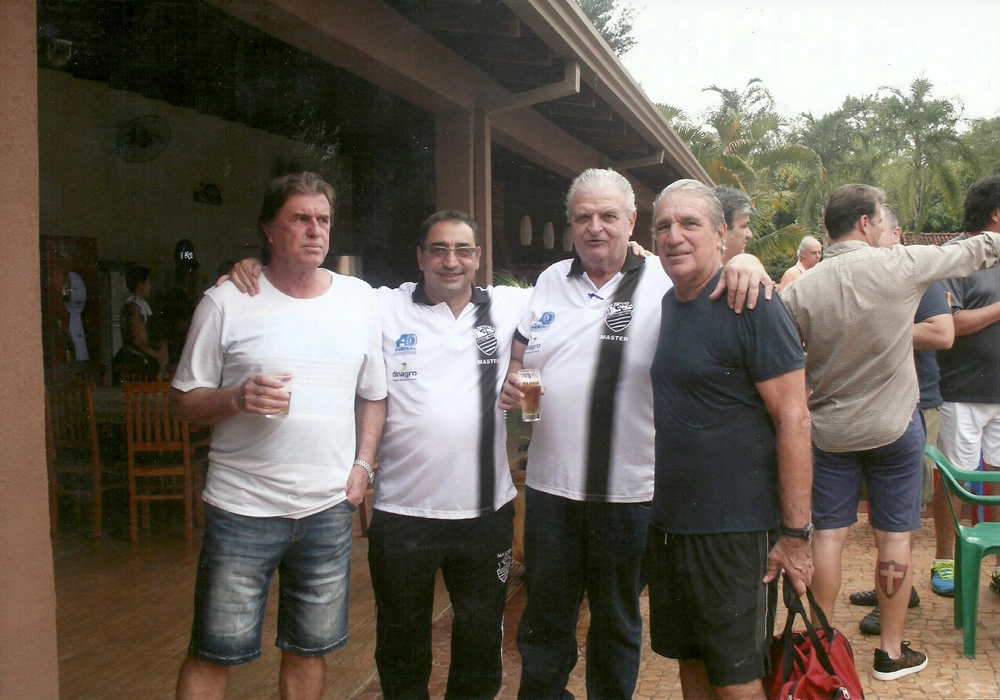 Da esquerda para a direita, Jair Gonçalves (ex-Palmeiras), Betinho (ex-Juventus e Santo André), Tomires e Eurico (ex-Botafogo-SP e Palmeiras). Foto enviada por Tomires