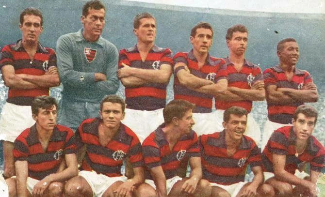 Flamengo de 1962. Em pé: Joubert, Fernando, Décio Crespo, Vanderley, Carlinhos e Jordan. Agachados: Espanhol, Nelsinho, Henrique Frade, Dida e Gérson. Foto: Reprodução