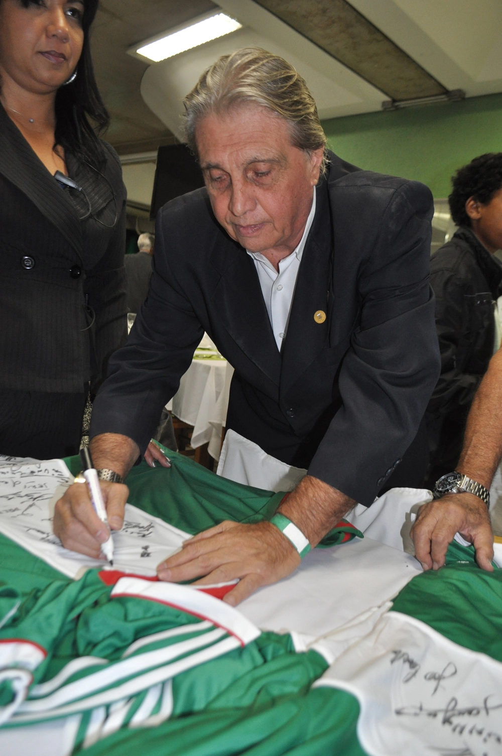 Na festa em homenagem aos ex-jogadores do Palmeiras, em 20 de setembro de 2014, no restaurante do Parque Aquático do Palestra Itália. Foto: Marcos Júnior/Portal TT