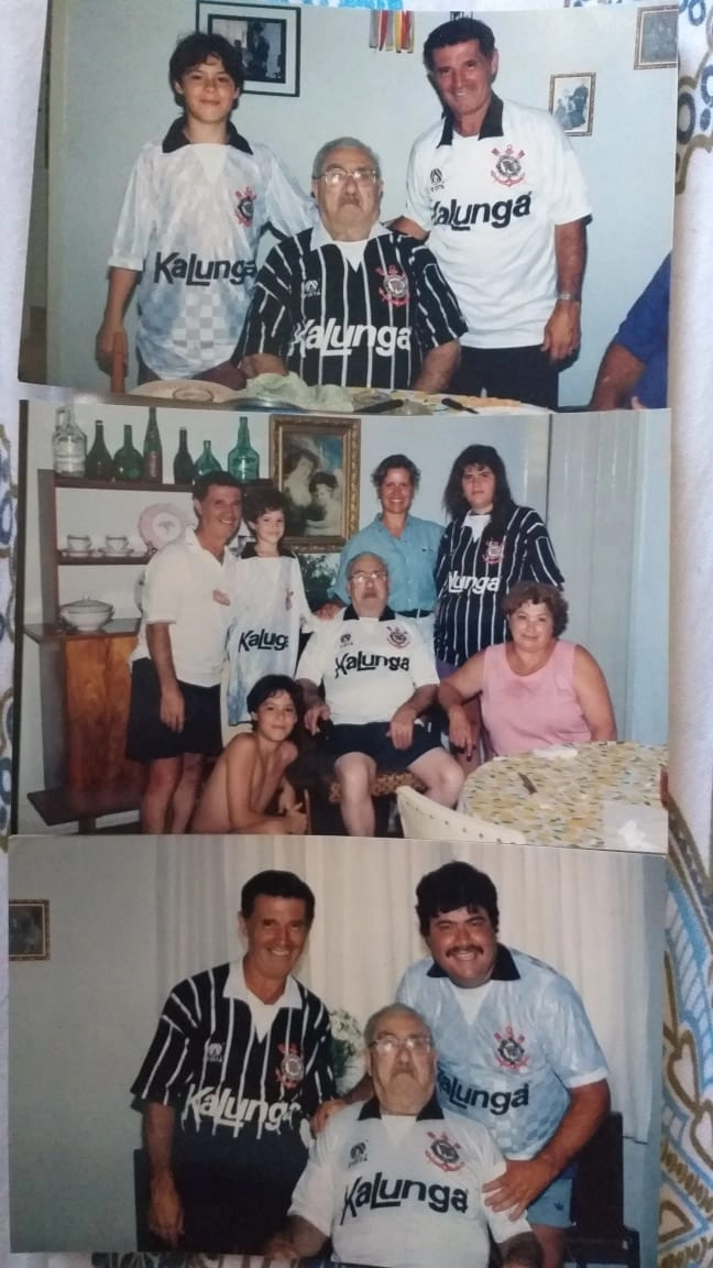 Vários momentos da corintiana família de Diogo no final dos anos 80. Foto: arquivo pessoal de Roberto Diogo