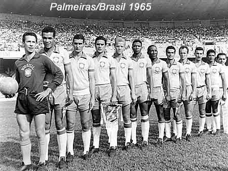 Da esquerda para a direita: Valdir de Moraes, Servílio, Julinho Botelho, Valdemar Carabina, Ademir da Guia, Djalma Dias, Djalma Santos, Rinaldo, Ferrari, Dudu e Tupãnzinho. Era o Palmeiras vestindo a camisa da seleção brasileira, no dia 7 de setembro de 1965, em partida que fazia parte da inauguração do estádio do Mineirão. Naquele jogo, o Palmeiras-Brasil bateu o Uruguai por 3 a 0.