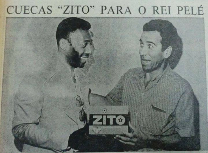 Pelé e Dalmo Gaspar divulgado a linha de cuecas de Zito