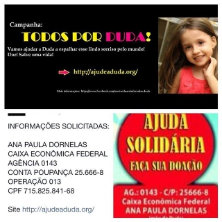 Vamos ajudar a Duda a espalhar esse lindo sorriso pelo mundo!