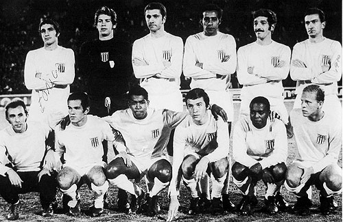 Seleção Paulista de 1969. Em pé, da esquerda para direita: Eurico, Leão, Baldocchi, Dé, Dias e Dudu. Agachados: Buião, Terto, Leivinha, Paraná e Ademir da Guia