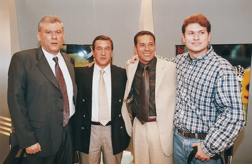 Milton Neves, Parreira, Luxemburgo e Fábio Lucas Neves, repórter esportivo