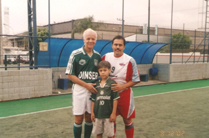 Ademir da Guia, Vicente (ex-jogador do Nacional) e seu filho. Foto enviada por Vicente Leonardo