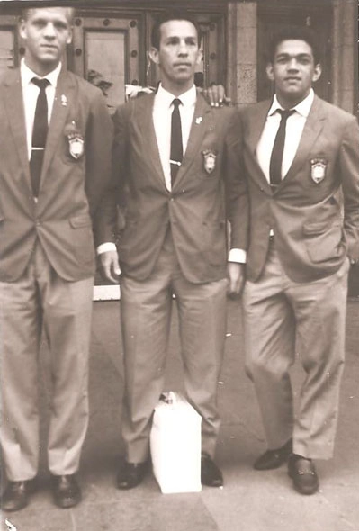 Ademir da Guia, Valdir Joaquim de Moraes e Garrincha. Foto: arquivo pessoal de Valdir Joaquim de Moraes