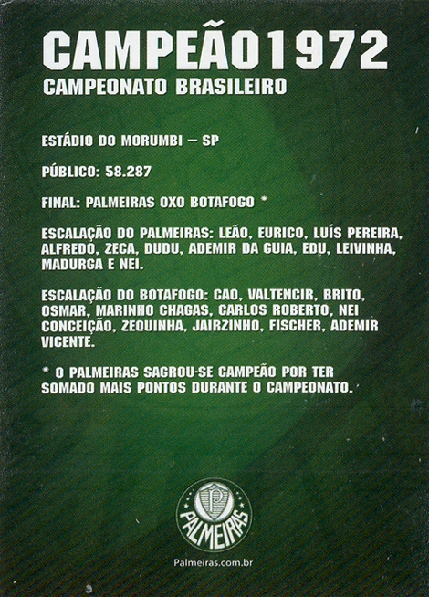 Veja no card oficial dados da final contra o Botafogo, quando Madurga estava entre os titulares