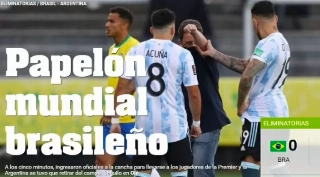 Capa do diário Olé logo após a paralisação da partida 