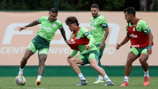 Atividade esmeraldina no CT da Barra Funda. Foto: Cesar Greco/Palmeiras