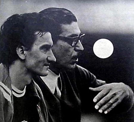 Dudu, à esquerda, ao lado do grande treinador Oswaldo Brandão em 1972
