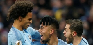 Jogadores do City comemoram o gol de Gabriel Jesus. Foto: REUTERS/Andrew Yates/Via UOL