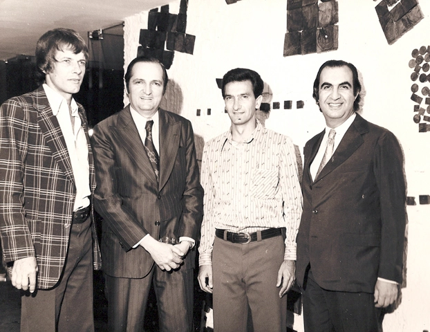 Festa do 34º aniversário em dezembro de 1975. Dulcídio Wanderley Boschilla, Milton Camargo, Dudu e José Goes
