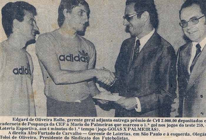 Da esquerda para a direita: Dudu (ex-volante do Palmeiras), Mário Motta, Edgar de Oliveira Rollo e Afro Furtado de Carvalho