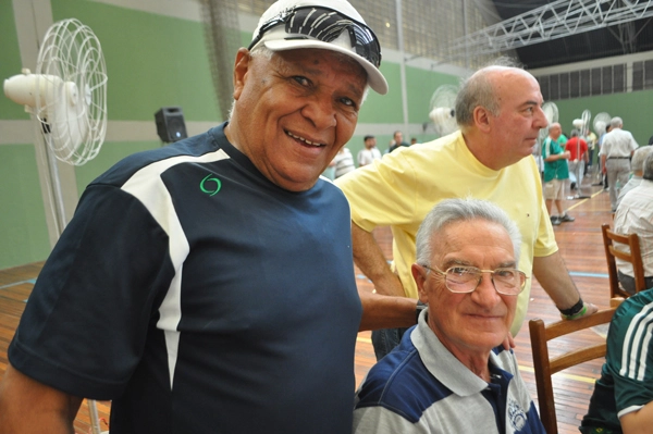Bececê e Dudu, no ginásio do CT da Barra Funda, na festa palmeirense de 2011. Foto: Marcos Júnior/Portal TT