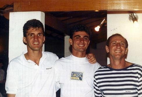 Mancini, o filho e o sogro, Paulo Bim, ex-jogador do Comercial-RP