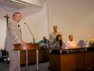 Em 2007, momento emocionante para o jornalista no município catarinense