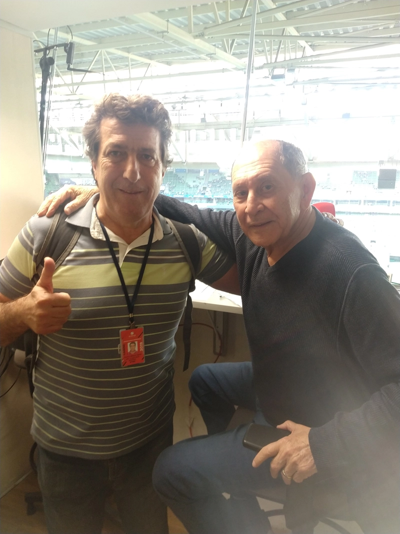 Carlos Alberto Spina (ex-Matsubara) e José Silvério no Allianz Parque em julho de 2019. Foto: arquivo pessoal de Carlos Alberto Spina