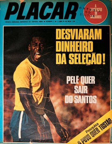 Pelé na capa da revista Placar na década de 70