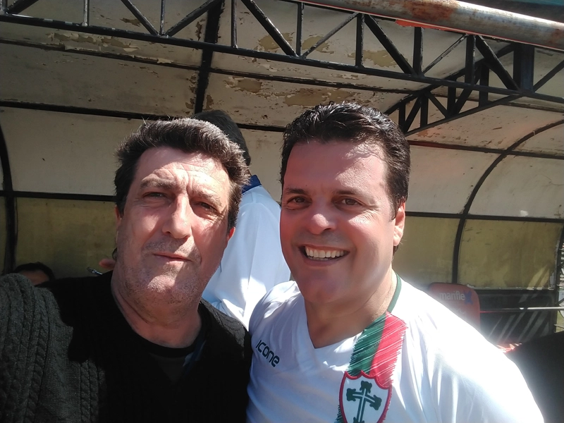 Carlos Alberto Spina (ex-Matsubara) e Paulinho McLaren em agosto de 2019, no Canindé. Foto: arquivo pessoal de Carlos Alberto Spina