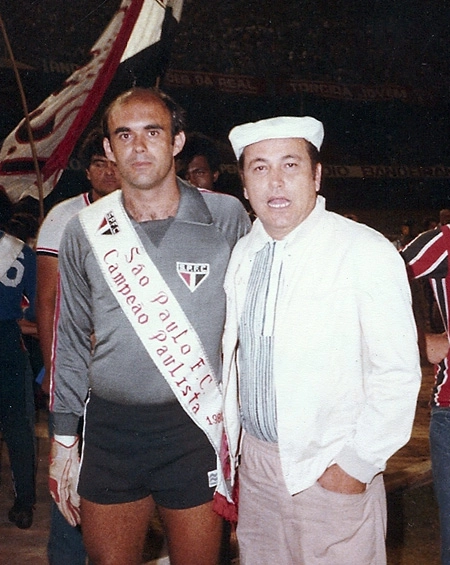 Waldir Peres e Wilson de Freitas (dir) após a conquista do Paulistão de 80 pelo São Paulo.
