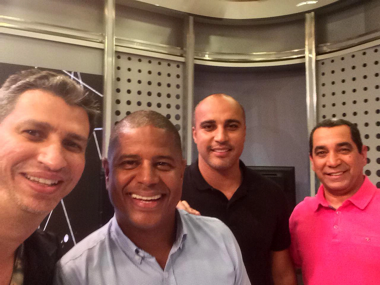 No Fox Sports, Rogério Micheletti, Marcelinho Carioca, Deivid e Zinho. Foto: arquivo pessoal de Rogério Micheletti