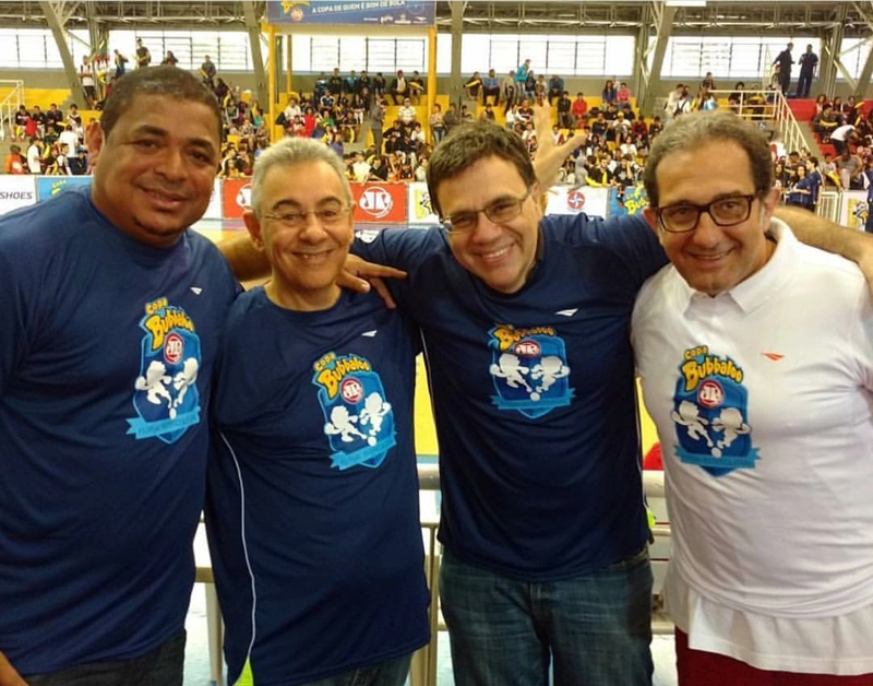 Vampeta, Flávio Prado, Mauro Betting e Beetto Saad, em 2016. Foto: reprodução