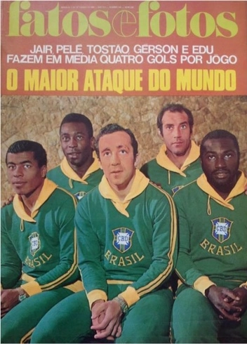 Jair, Pelé, Tostão, Gérson e Edu, um dos melhores ataques de todos os tempos. Foto: reprodução
