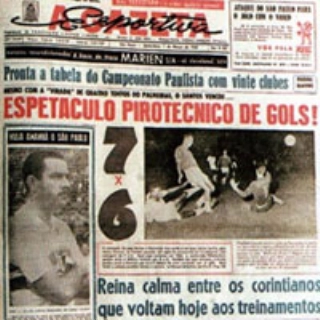 Há 56 anos,  o mais fantástico dos jogos: Santos 7 x 6 Palmeiras