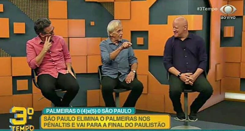 Neto, Ado e Ronaldo durante o 3º Tempo da Band em 7 de abril de 2019