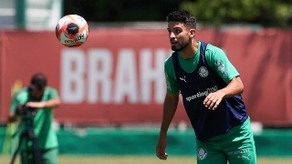 O atacante argentino Flaco López durante treinamento no CT da Barra Funda. Foto: Cesar Greco/Palmeiras