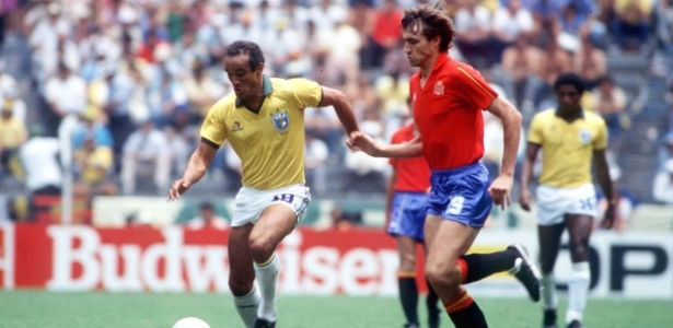 Elzo, na Copa de 1986, contra a Espanha. Foto: Bob Thomas/Getty Images retirada do portal UOL