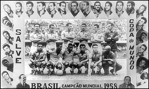 Acima, em montagem especial, confira todos os campeões mundiais pelo Brasil na Copa de 58, na Suécia.