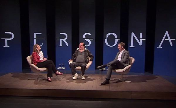 Gravação do programa `Persona em Foco´da TV Cultura, em 3 de agosto de 2015, ao lado dos jornalistas Cristina Padiglione e  José Armando Vanucci. Foto: reprodução