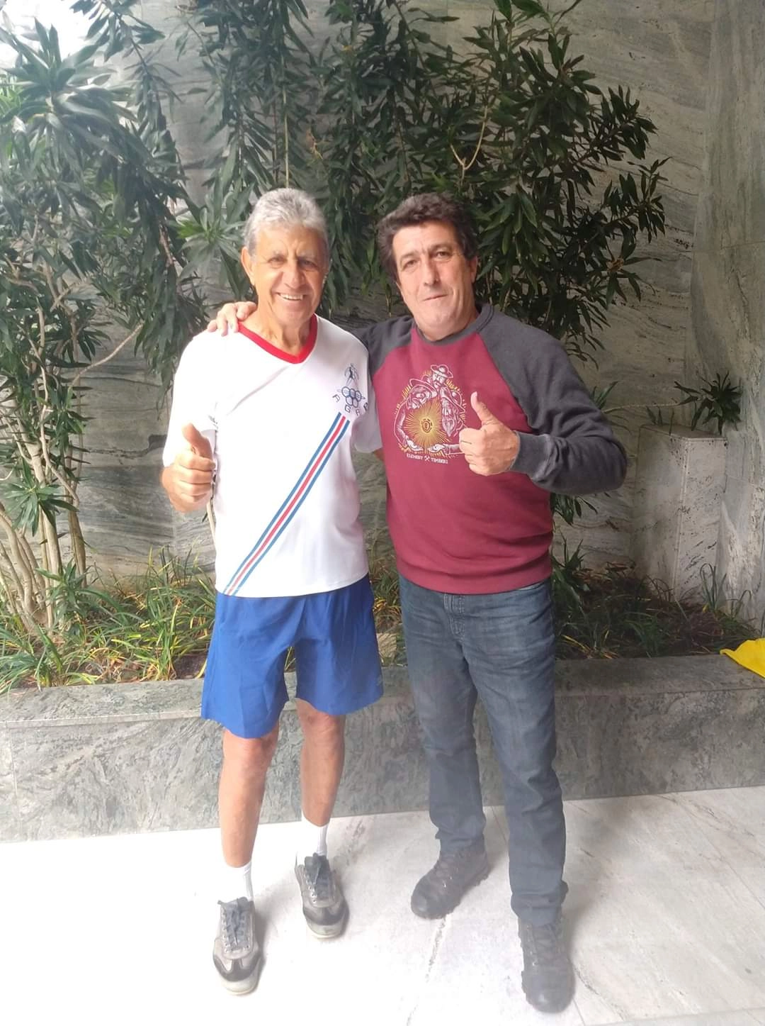 Wilson Piazza e Carlos Alberto Spina (ex-Matsubara) em dezembro de 2019, em Belo Horizonte. Foto: arquivo pessoal de Carlos Alberto Spina