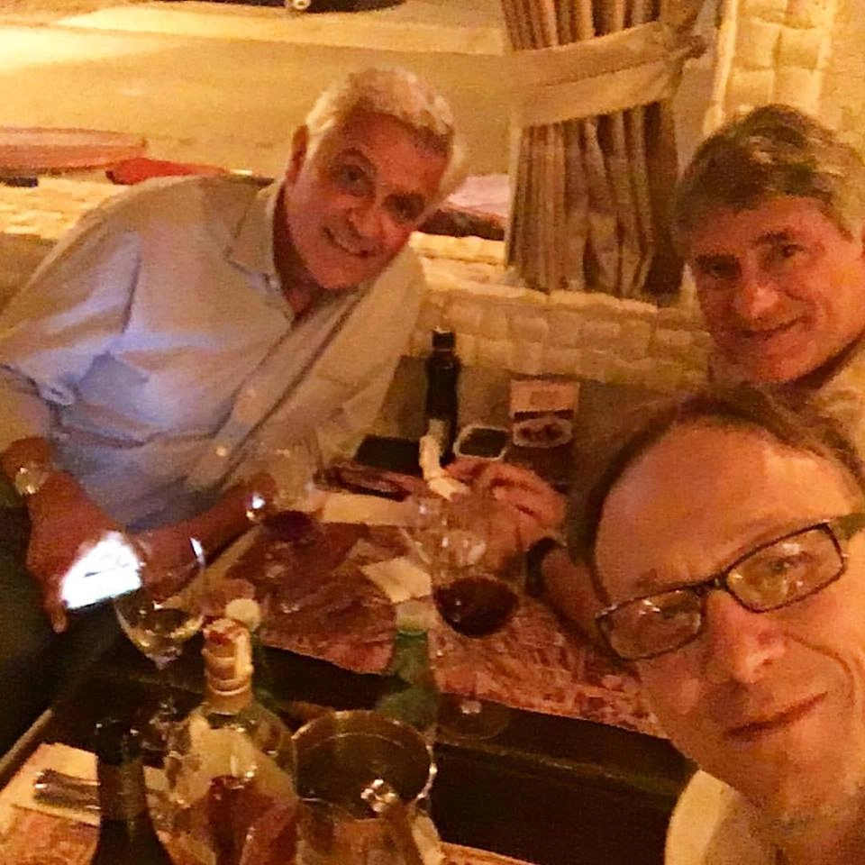 Fábio Sormani, Cléber Machado e Flavio Gomes em 04 de julho de 2017 no Paris 6 da Barra da Tijuca-RJ. Foto: arquivo pessoal de Flavio Gomes
