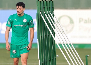 O defensor Joaqu&iacute;n Piquerez, durante treino do Alviverde. Foto: Cesar Greco/Palmeiras
