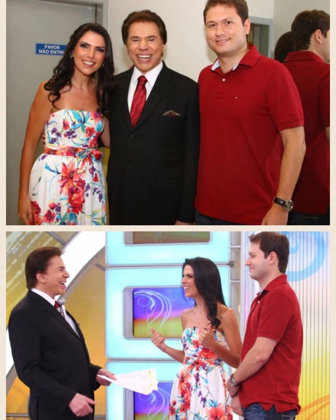 Roberta Peporine, Silvio Santos e Fábio Lucas Neves, em 2006. Foto: arquivo pessoal