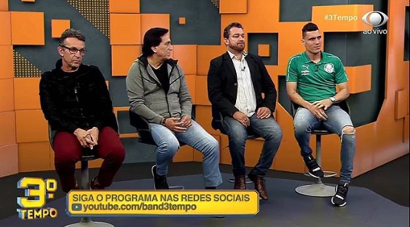 Neto, Rojas, Jamelli e Moisés durante o 3º Tempo da Band em 26 de maio de 2019