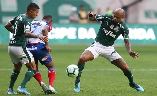 Felipe Melo e Dudu no jogo contra o Bahia. Foto: Flickr/Palmeiras