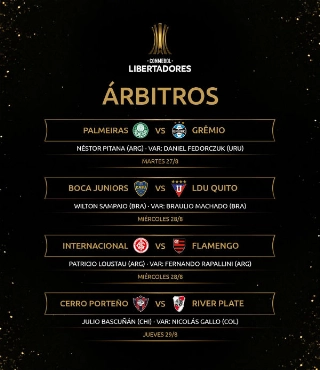 Néstor Pitana comanda Palmeiras x Grêmio. Foto: Reprodução/Conmebol