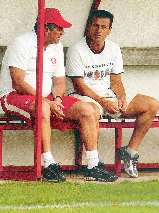 Abel Braga e Dunga, no Beira-Rio, em 2005, em foto publicada no 