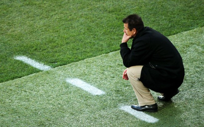 Dunga, em jogo da Seleção na Copa da África 2010. Foto: iG