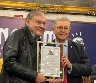 Milton Neves, na Câmara Municipal de São Paulo, na 'Homenagem aos Jornalistas Esportivos'